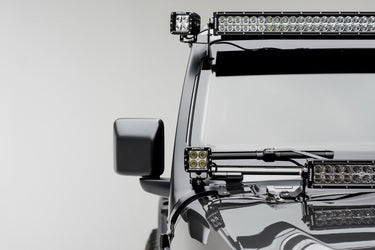 Z-RoadZ Zroadz Front Roof LED Kit Black Mild Steel Bolt-on no drilling required Includes (1) 50 Inch Straight Double Row Light Bar and (2) 3 Inch ZROADZ LED Pod Lights and Universal Wiring Harness Z374831-KIT2 | Z374831-KIT2