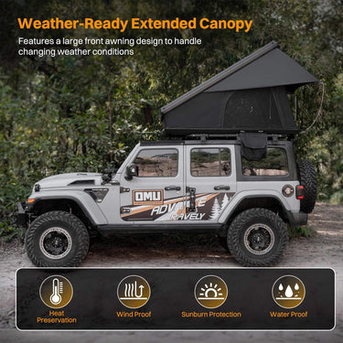 Trailora Nova Aluminum Hard-Shell Rooftop Tent With Ladder, Tri-Color LED Lighting, And Memory Foam Mattress [2-3 People] (SAK57409)