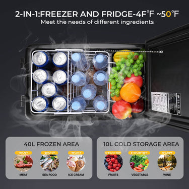 12V 53 Quart (50L) Portable Fridge & 53 Quart Insulated Protective Cover