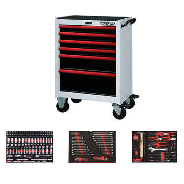 Pro Series | 26" 6-Drawer Rolling Tool Box Loaded 222-Piece Master Tool Set