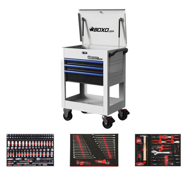 Pro Series | 28" 3-Drawer Flip Top Service Cart Tool Box with 222-Piece Master Tool Set