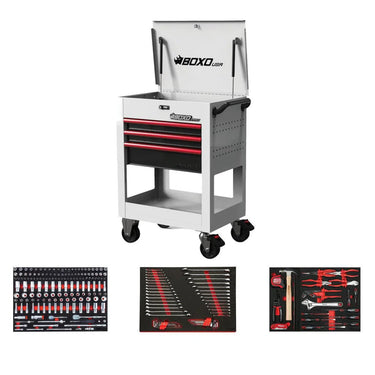 Pro Series | 28" 3-Drawer Flip Top Service Cart Tool Box with 222-Piece Master Tool Set