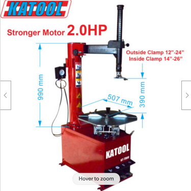 Katool KT-T800 Wheel Clamp Tire Changer Machine 12"-24" Rims — KT-T800 Wheel Clamp Tire Changer + KT-MC1 Motorcycle Adaptor for Wheel Clamp Tire Changer