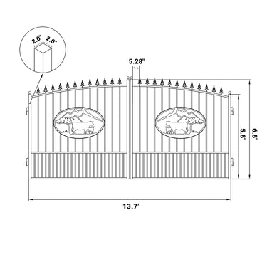 14x8 ft Steel Dual Swing Driveway Gate