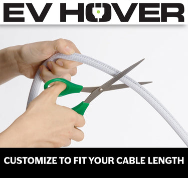 White Braided EV Charging Cable Wrap Sleeve, Self-Wrapping
