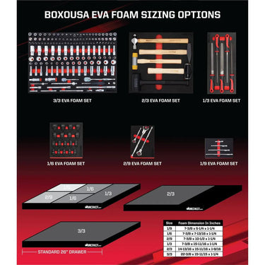 BoxoUSA 13-Piece 1/2" Drive Standard Length Torx Bit Socket Set | 2/9th EVA Foam BX326-R2