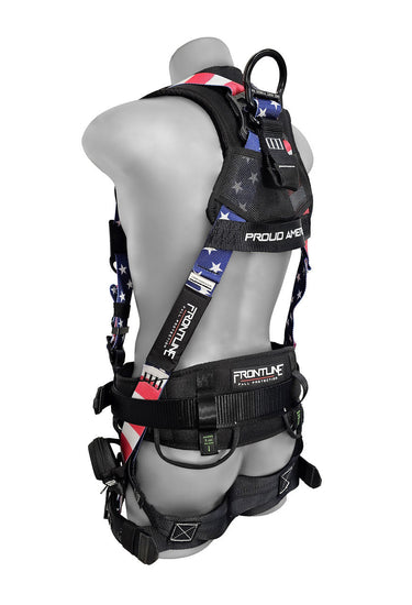 Arnés de cuerpo completo Frontline 110CTB-AM estilo americano con herrajes de aluminio y correas de suspensión para traumatismos M/L