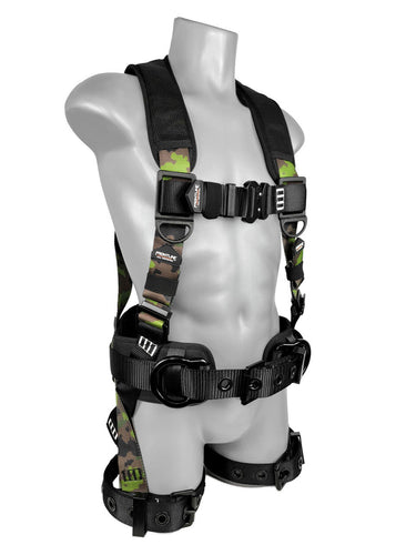 Arnés de cuerpo completo Frontline 110CTB-CF de camuflaje con herrajes de aluminio y correas de suspensión para traumatismos (talla M/L)