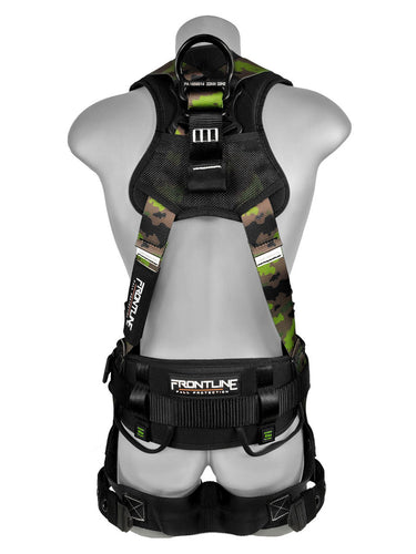 Arnés de cuerpo completo Frontline 110CTB-CF de camuflaje con herrajes de aluminio y correas de suspensión para traumatismos (talla M/L)