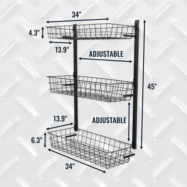 G-Basket | Sistema de almacenamiento de pared ajustable | Capacidad para 54 kg