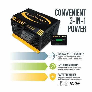 Go Power! Inversor/Cargador de Onda Sinusoidal Pura de 2000W - GP-IC-2000-12-PKG