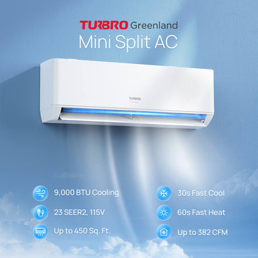 Aire acondicionado mini split Greenland de 9,000 BTU de zona única con WiFi (R454B)