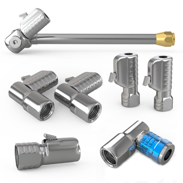 Kit básico de mandril neumático Lightning™ - Patentado | Flujo abierto, 1/4" F-NPT (juego de 7)