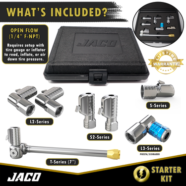 Kit básico de mandril neumático Lightning™ - Patentado | Flujo abierto, 1/4" F-NPT (juego de 7)