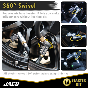 Kit básico de mandril neumático Lightning™ - Patentado | Flujo abierto, 1/4" F-NPT (juego de 7)
