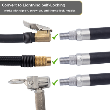 Extensión de mandril de aire inflador de neumáticos con bloqueo de conexión rápida Lightning™ L2X | Accesorio de manguera de compresor con bloqueo patentado (flujo abierto)