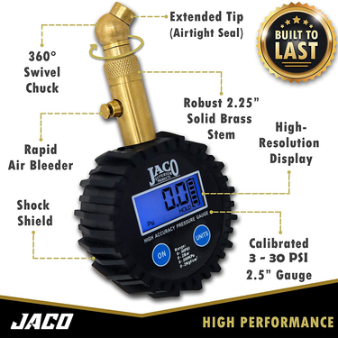 Manómetro digital de baja presión para neumáticos Elite® - Precisión profesional - 30 PSI