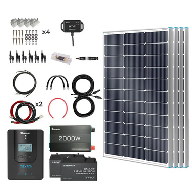 400W 12V Complete Solar Panel Kit with 2.4kWh Batteries — 2.4kWh Deep Cycle AGM Battery (2*12V 100Ah)