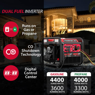 Generador inversor de gasolina/propano de 4400 W/4000 W con alerta de CO MB5040DC