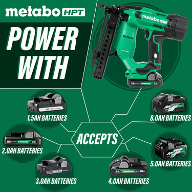 Metabo HPT N1804DAM Grapadora de Corona Estrecha sin Escobillas MultiVoltâ„¢ de 18V y 1/4" y calibre 18