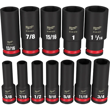 Milwaukee 49-66-7011 12PCSHOCKWAVE Impact Duty™ 1/2" Drive SAE Deep 6 Point Socket Set