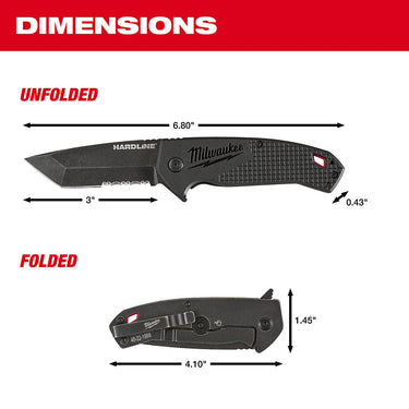 Navaja de bolsillo Milwaukee 48-22-1998 de 3 pulgadas con hoja dentada HARDLINE™ Tanto
