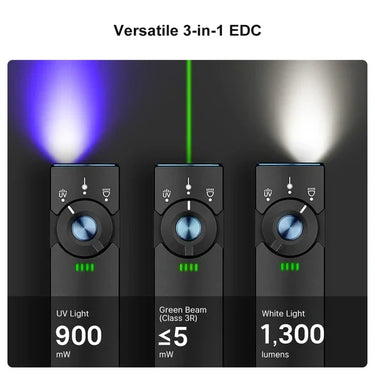 OLIGHT ARKFELDPRO3RBKCWV3 Linterna plana EDC Arkfeld Pro con luz LED, UV y láser - Negra
