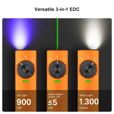 OLIGHT ARKFELDPRO3ROGV3 Arkfeld Pro Linterna Plana EDC con Luz LED UV y Láser - Naranja