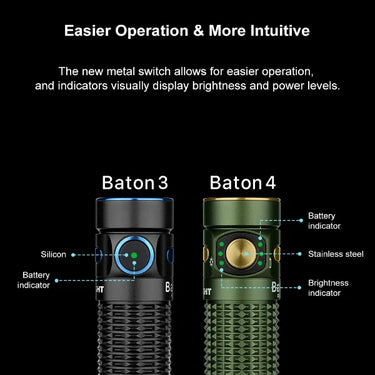 OLIGHT BATON4KITODG Baton 4 - Potente linterna EDC de 1300 lúmenes - Verde OD - Premium (con estuche de carga)
