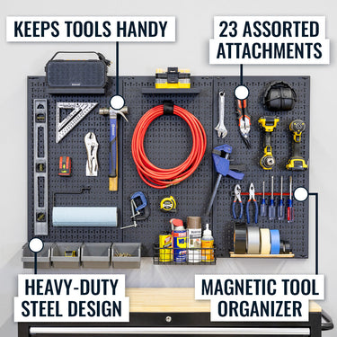 Tablero perforado PRO de 51" x 32" | 23 accesorios