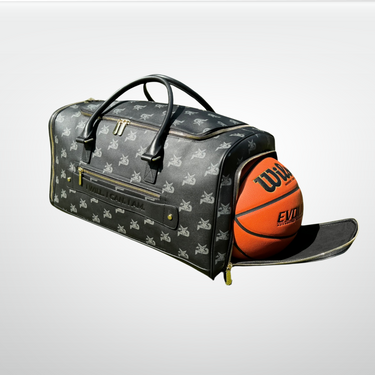 I AM - Bolsa de deporte de cuero con monograma para entrenamiento, color negro