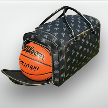 I AM - Bolsa de deporte de cuero con monograma para entrenamiento, color negro