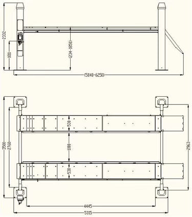 Katool KT-4H150 15,000 lb Heavy-Duty 4-Post Alignment Lift with Rolling Jack