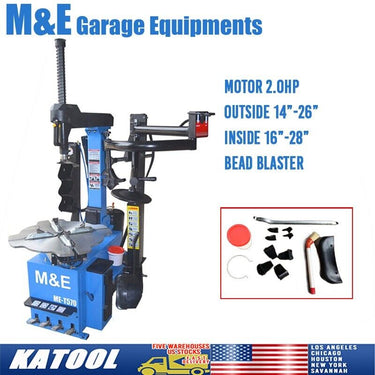 M&E ME-T570 Tire Changer 14"-28" Rims — M&E ME-T570 Tire Changer + KT-MC1 Motorcycle Adaptor for Wheel Clamp Tire Changer