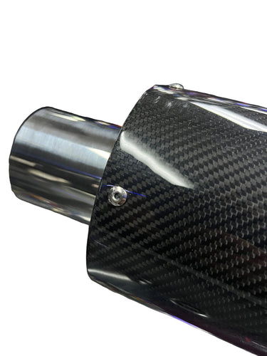 Silenciador de rendimiento SPDZ1 Serie Carbono – Entrada de 3" / Punta quemada de 4.5" (Diseño sin soldadura)