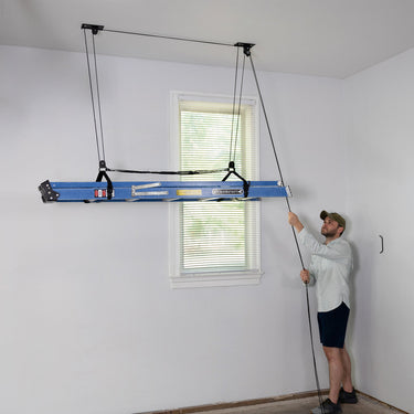 Elevador de techo para garaje con escalera | Soporta hasta 150 lb | Elevación de 10 pies