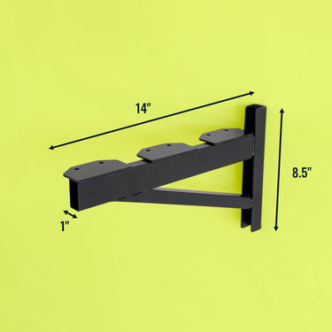 Heavy duty wall-mounted brackets for 1' x 4' DIY garage wall shelves, sturdy and durable for storage and organization.
