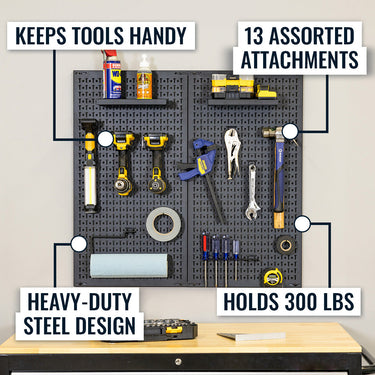 34" x 32" Pegboard | 13 Attachments