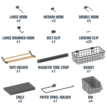 51" x 32" PRO Pegboard | 23 Attachments