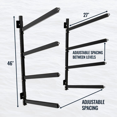 Almacenamiento de tablas de surf y SUP Kona | Estante ajustable para interiores | 4 niveles