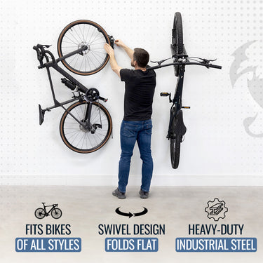 Soporte giratorio para bicicletas | 4 bicicletas | Gancho de pared para garaje