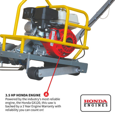 6" Early Entry Green Concrete Saw with 3.5 HP Honda GX120 Engine
