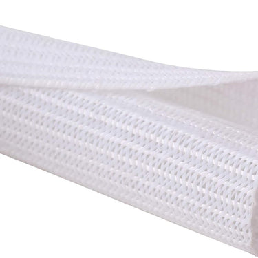 White Braided Cable Wrap Sleeve Protector - Self-Wrapping, Split Wire Loom for EV Charging Cables