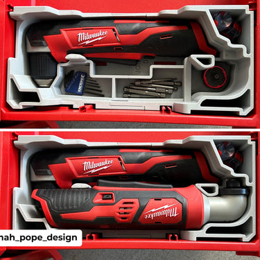 Slimline Packout Drawer Insert for M12 Right Angle Drill and Impact Driver - Jonah Pope Design (JPD-RADI)