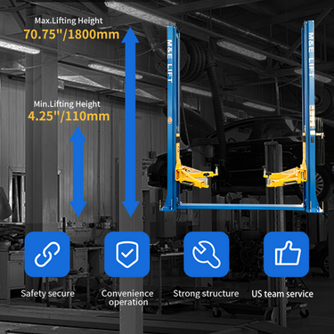 Katool ME-H1000 10,000 lb Two-Post Vehicle Lift – Base Plate Design — ME-H1000 Two Post Vehicle Lift 10000 lbs and KT-MP2 Lift Height Extensions (Set of 4)